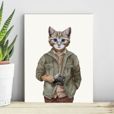 Γάτα φωτογράφος Παιδικά Πίνακες σε καμβά 68 x 40 cm (35999)