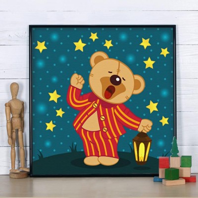 Αρκουδάκι με πιτζάμες Παιδικά Πίνακες σε καμβά 50 x 50 cm (11389)