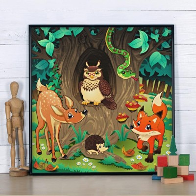 Ζώα του δάσους Παιδικά Πίνακες σε καμβά 50 x 50 cm (14868)