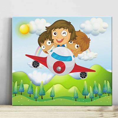 Παιδάκια σε αεροπλάνο Παιδικά Πίνακες σε καμβά 47 x 54 cm (14870)