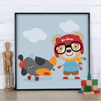 Αρκουδάκι πιλότος Παιδικά Πίνακες σε καμβά 50 x 50 cm (14891)