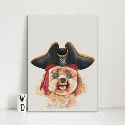 Καπετάνιος σκυλάκι με γυαλιά Παιδικά Πίνακες σε καμβά 59 x 52 cm (35601)