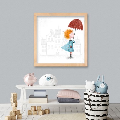 Κορίτσι με ομπρέλα Παιδικά Πίνακες σε καμβά 50 x 50 cm (35417)