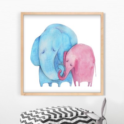 Ζευγάρι ελέφαντες Παιδικά Πίνακες σε καμβά 50 x 50 cm (35425)
