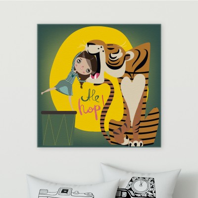Τίγρης στο τσίρκο Παιδικά Πίνακες σε καμβά 50 x 50 cm (35633)