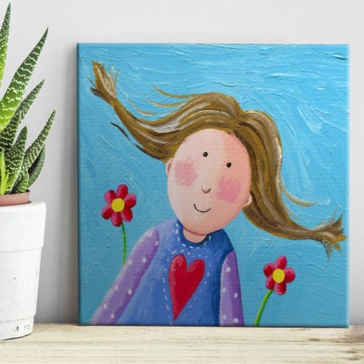 Χαρούμενο κοριτσάκι Παιδικά Πίνακες σε καμβά 60 x 60 cm (35553)