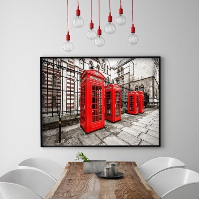Οι κόκκινοι τηλεφωνικοί θάλαμοι του Λονδίνου Πόλεις – Ταξίδια Πίνακες σε καμβά 40 x 60 cm (12747)