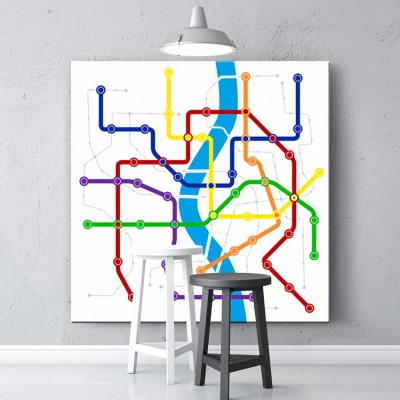 Xάρτης του Μετρό Πόλεις – Ταξίδια Πίνακες σε καμβά 50 x 50 cm (18683)
