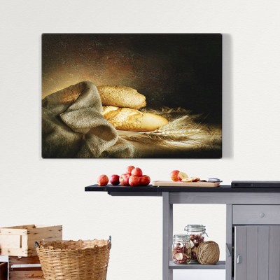 Στάχυα και ψωμί Φαγητό Πίνακες σε καμβά 49 x 57 cm