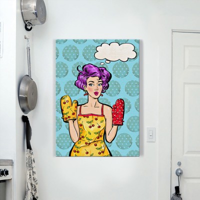 Pop Art Κορίτσι Φαγητό Πίνακες σε καμβά 60 x 42 cm