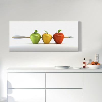 Πράσινο, κίτρινο, κόκκινο μήλο Φαγητό Πίνακες σε καμβά 33 x 75 cm (12845)