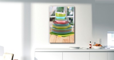 Πολυχρωμα σκεύη σε ξύλινο τραπέζι Φαγητό Πίνακες σε καμβά 61 x 40 cm (10032)