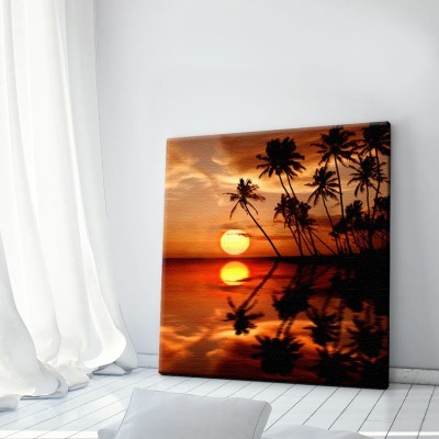 Αντανάκλαση ηλιοβασιλέματος Φύση Πίνακες σε καμβά 57 x 50 cm (10151)