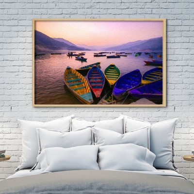 Πολύχρωμες Βάρκες Φύση Πίνακες σε καμβά 39 x 60 cm (37838)