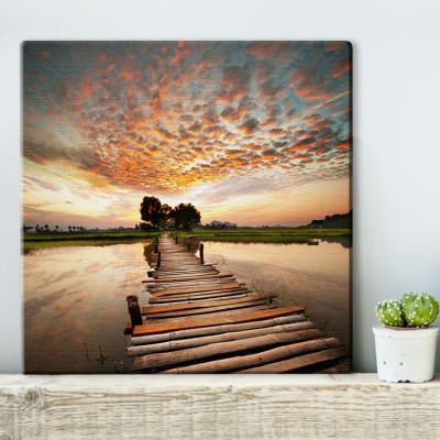 Ηλιοβασίλεμα σε έναν τροπικό ποταμό Φύση Πίνακες σε καμβά 50 x 50 cm (10143)