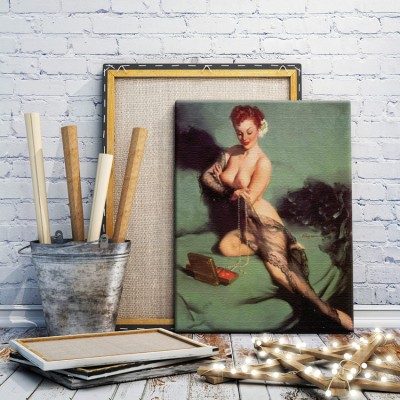 Pin up γυμνή γυναίκα Vintage Πίνακες σε καμβά 58 x 45 cm (10401)