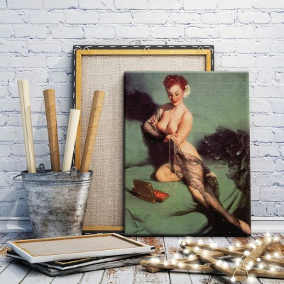 Pin up γυμνή γυναίκα Vintage Πίνακες σε καμβά 58 x 45 cm