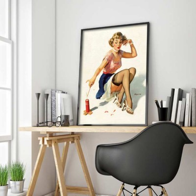 Pin up χαριτωμένη γυναίκα Vintage Πίνακες σε καμβά 56 x 45 cm