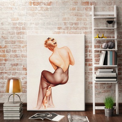 Pin up γυναίκα με γυμνή πλάτη Vintage Πίνακες σε καμβά 63 x 45 cm (10414)