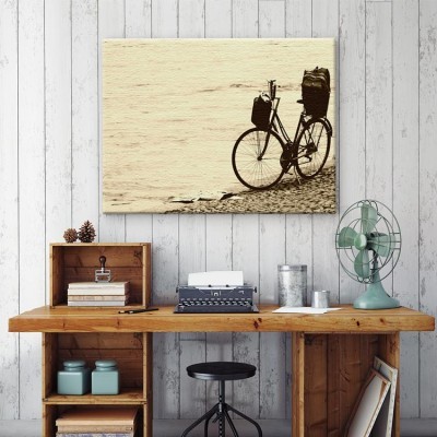 Εποχιακό ποδήλατο στην παραλία Vintage Πίνακες σε καμβά 40 x 60 cm (10050)