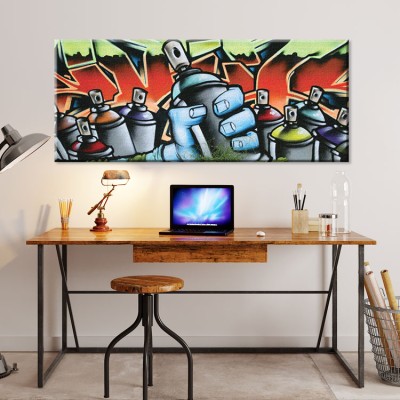 Graffiti πολύχρωμα spray Street art Πίνακες σε καμβά 100 x 40 εκ.