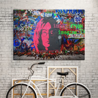 John Lenon Street art Πίνακες σε καμβά 40 x 60 cm