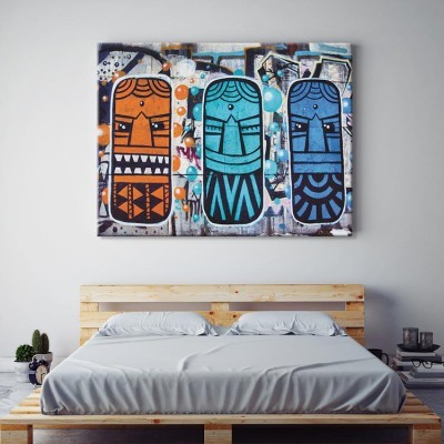 Τρία τοτέμ Street art Πίνακες σε καμβά 40 x 60 cm