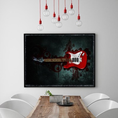 Μοντέρνα κόκκινη κιθάρα Διάφορα Πίνακες σε καμβά 40 x 56 cm (12671)