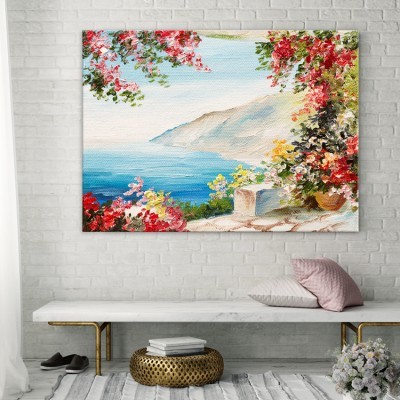 Ελαιογραφία, Θέα στη θάλασσα Ελλάδα Πίνακες σε καμβά 45 x 62 cm (32046)
