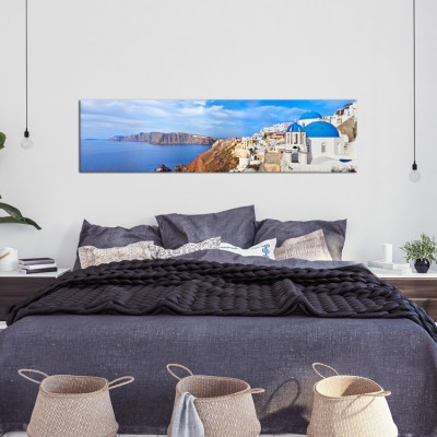 Πανοραμική θέα, Οία Ελλάδα Πίνακες σε καμβά 45 x 150 cm (32074)