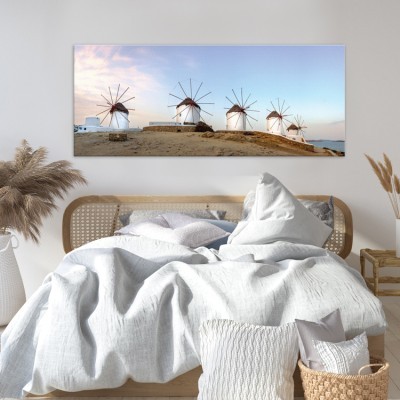 Μύλοι, Μύκονος Ελλάδα Πίνακες σε καμβά 42 x 100 cm