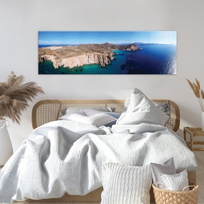 Ηφαιστειακής τυρκουάζ νερά της Πλατεϊάς, Μήλος Ελλάδα Πίνακες σε καμβά 51 x 159 cm (32112)