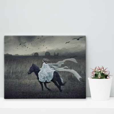 Όμορφη κοπέλα σε άλογο Ζώα Πίνακες σε καμβά 44 x 60 cm (10318)