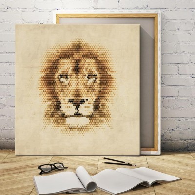 Λιοντάρι Ζώα Πίνακες σε καμβά 52 x 49 cm (16045)