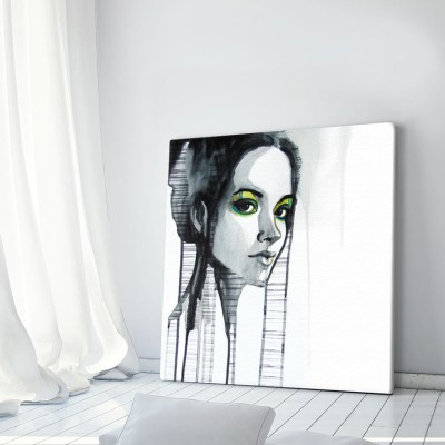 Πορτρέτο κοπέλας με βαμμένα μάτια Ζωγραφική Πίνακες σε καμβά 50 x 50 cm (9038)