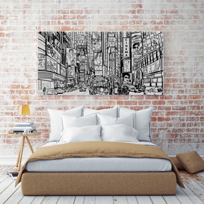 Ασπρόμαυρη Πόλη Κόμικς Πίνακες σε καμβά 36 x 60 cm (37827)
