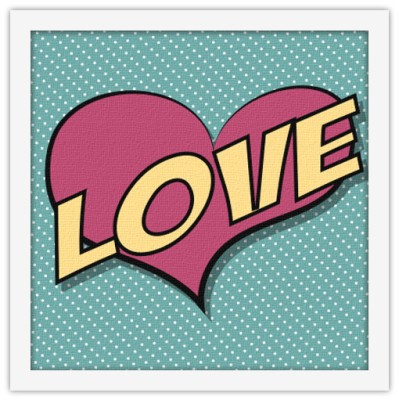 Καρδιά ”LOVE” σε πουά φόντο Κόμικς Πίνακες σε καμβά 40 x 40 εκ.