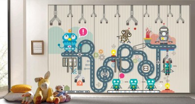 Εργοστάσιο ρομπότ Παιδικά Αυτοκόλλητα ντουλάπας 65 x 185 cm (10758)