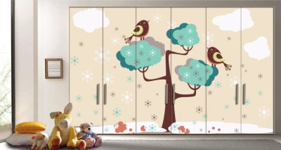 Πουλιά σε χειμερινό τοπίο Παιδικά Αυτοκόλλητα ντουλάπας 65 x 185 cm (10753)