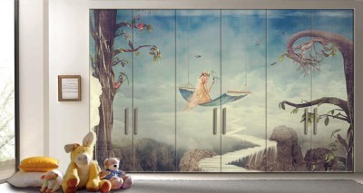 Νεράιδα σε κούνια στον ουρανό Παιδικά Αυτοκόλλητα ντουλάπας 65 x 185 cm (12398)