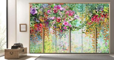 Πολύχρωμα λουλούδια της άνοιξης Φύση Αυτοκόλλητα ντουλάπας 65 x 185 cm (19507)