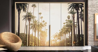 Φοίνικες στο ηλιοβασίλεμα Φύση Αυτοκόλλητα ντουλάπας 65 x 185 cm (19513)