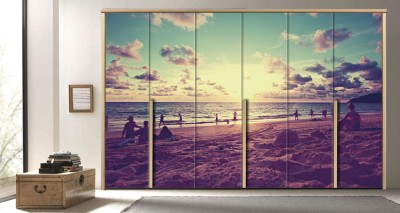 Ηλιοβασίλεμα στην παραλία Φύση Αυτοκόλλητα ντουλάπας 65 x 185 cm (19515)