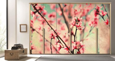 Άνθη ροδακινιάς Φύση Αυτοκόλλητα ντουλάπας 65 x 185 cm (11278)