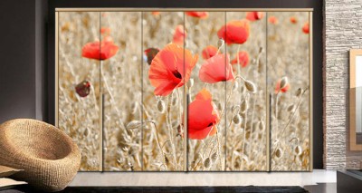 Παπαρούνες Φύση Αυτοκόλλητα ντουλάπας 61 x 185 cm