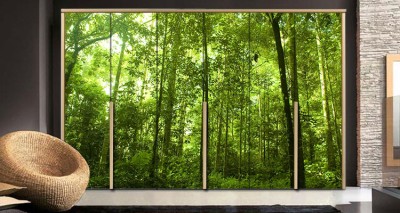 Καταπράσινο δάσος Φύση Αυτοκόλλητα ντουλάπας 65 x 185 cm (7840)