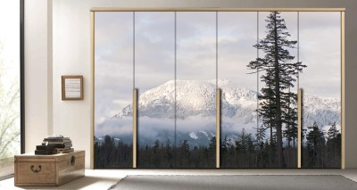 Χιονισμένο βουνό Φύση Αυτοκόλλητα ντουλάπας 65 x 185 cm (11276)
