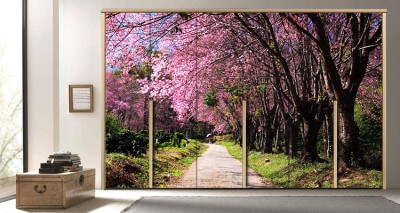 Ανθισμένες κερασιές Φύση Αυτοκόλλητα ντουλάπας 65 x 185 cm (11277)