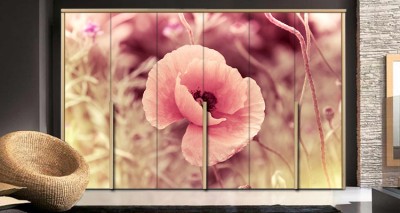 Ροζ παπαρούνα Φύση Αυτοκόλλητα ντουλάπας 65 x 185 cm (11287)