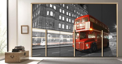 Λεωφορείο, Λονδίνο Πόλεις – Ταξίδια Αυτοκόλλητα ντουλάπας 65 x 185 cm (18735)